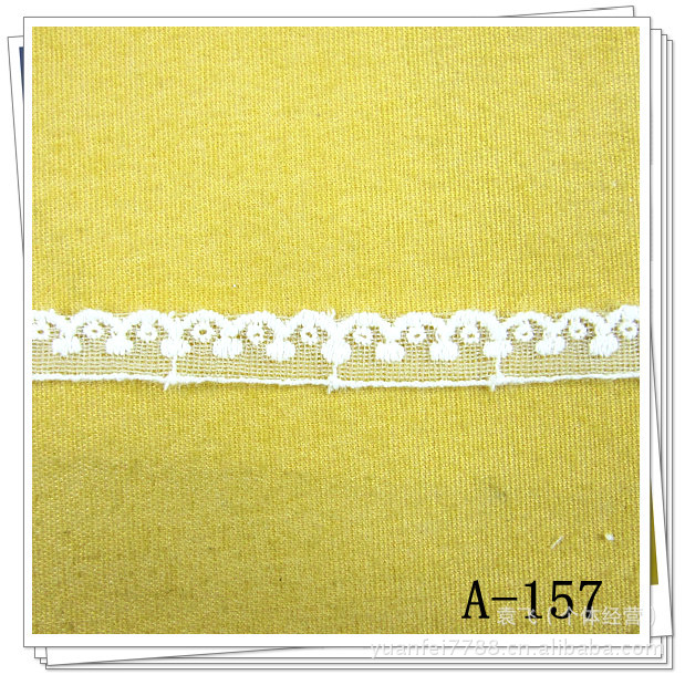 A-157供应双边圆点细窄网纱刺绣花边DIY服装辅料1.1CM现货批发