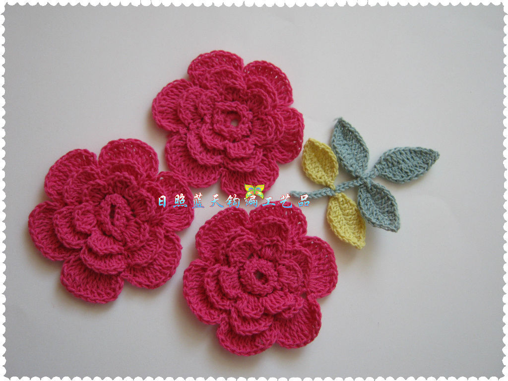 供应手钩花、手工钩花、棉线钩针花发饰