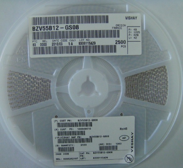 BZV55B12 稳压二极管 6.8V 0.8Watt 5% LL34 原装现货玻璃管