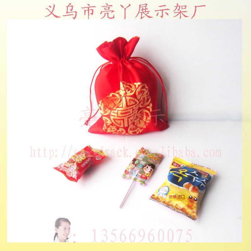 小龙纹收纳袋【13*18CM缩口袋】锦缎烫印结婚生子糖果绒布袋