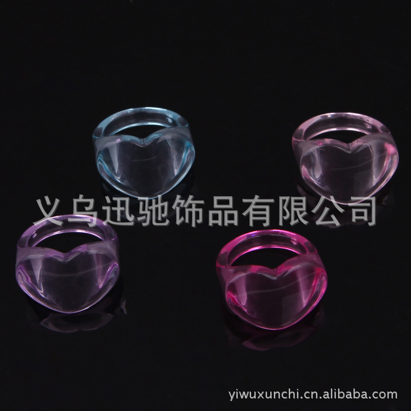 Transparent acrylic children's ring heart-shaped for adults