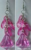 Fuchsia acrylic plastic glossy long earrings, European style, American style