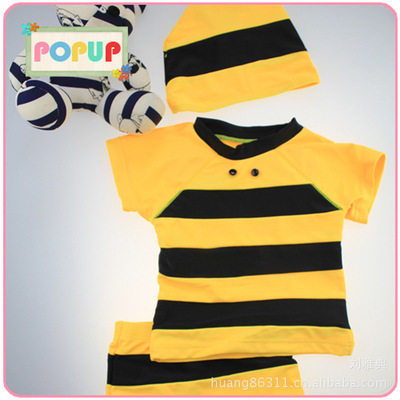 honeybee modelling Bikini Fission stripe Three Popup Children&#39;s swimwear summer Child Swimsuit wholesale