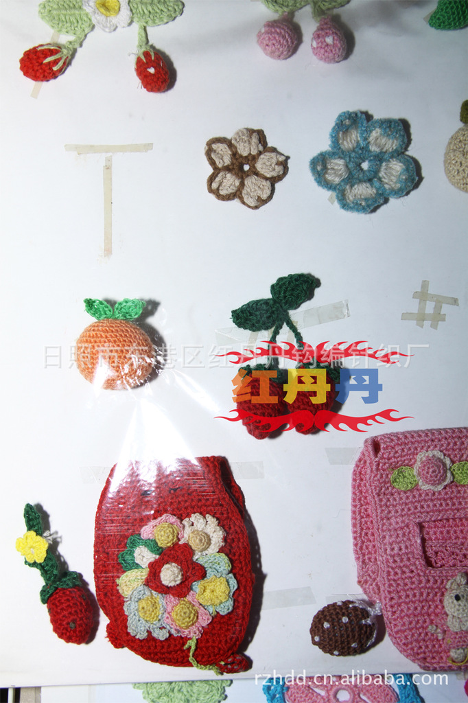 供应手钩花,钩针毛线花，手工棉线花。F-136