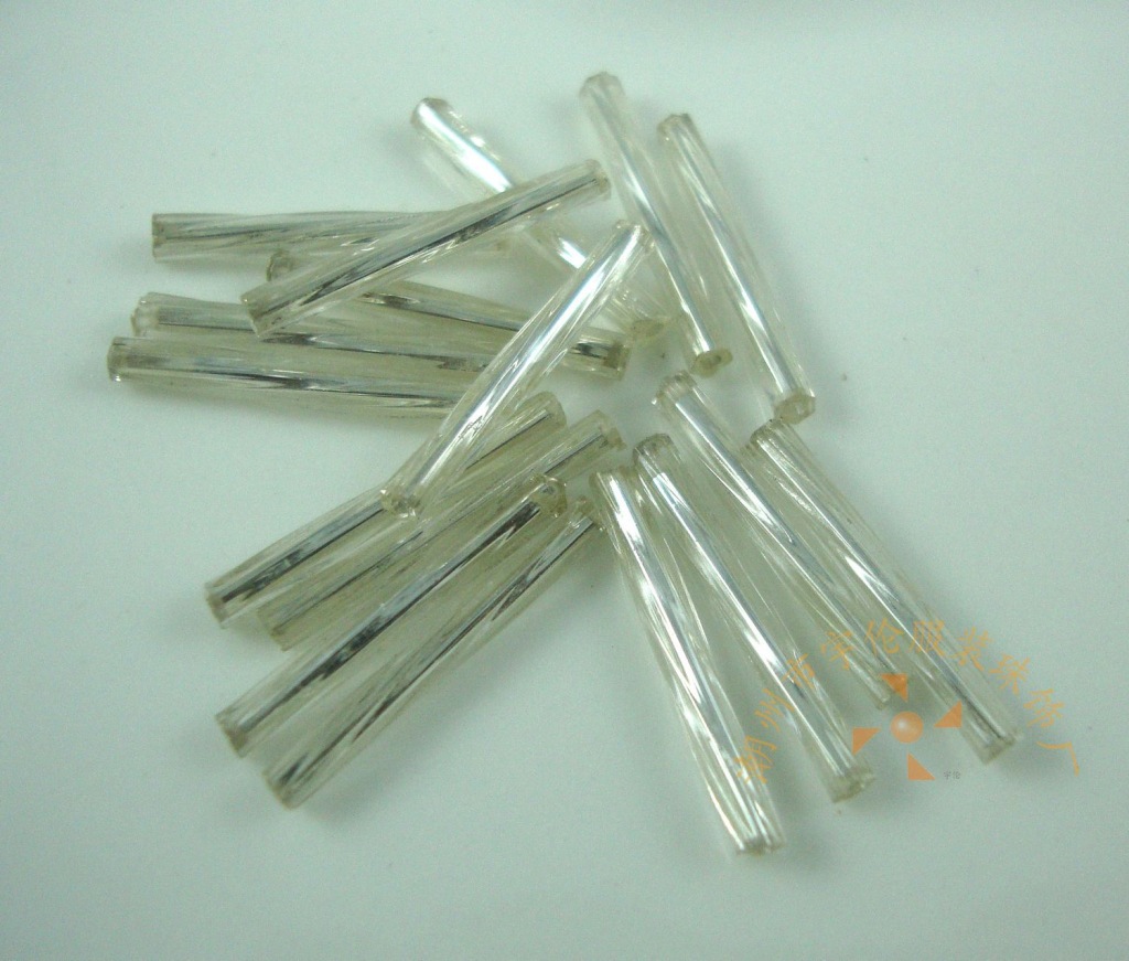 0.3公分粗灌银 镀银 玻璃管珠 珠管 银色螺旋管