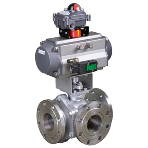 气动三通球阀/ 气动球阀/ 三通球阀/ 球阀/气动执行器/Q644/5-16