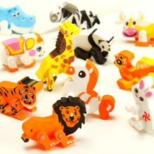9111 日韩创意文具 可爱卡通 彩色动物可活动 橡皮擦 12款