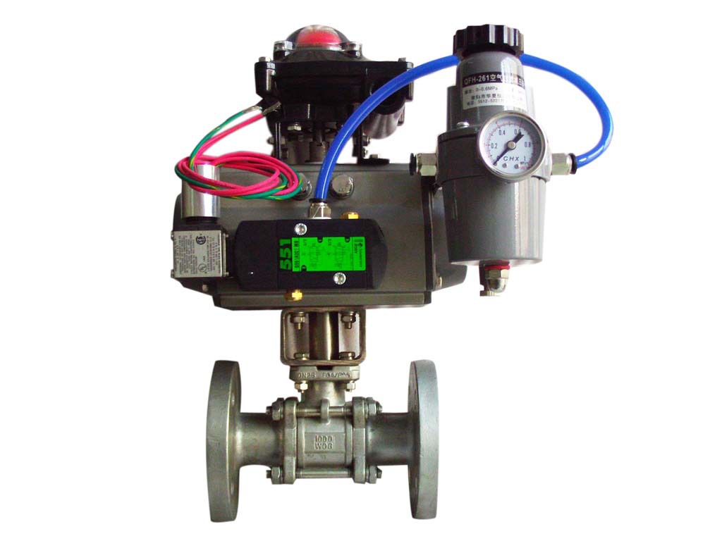 气动三片式软密封法兰球阀/ 气动球阀/ 法兰球阀