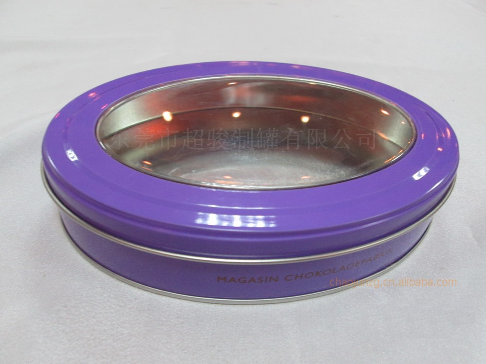 供应马口铁PET椭圆罐，椭圆套罐，开窗椭圆罐，礼品罐（图）