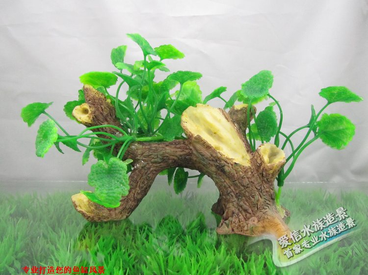 廠家批發仿真水草水族裝飾品仿真沈木頭造景樹脂工藝假木頭水草