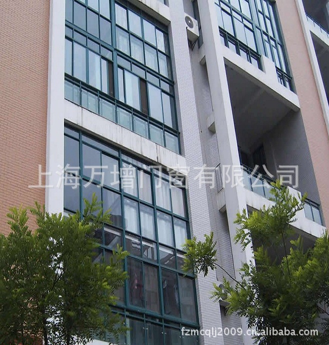 上海萬增系統門窗有限公司中空玻璃 草綠色 鋁合金窗 辦工節能窗