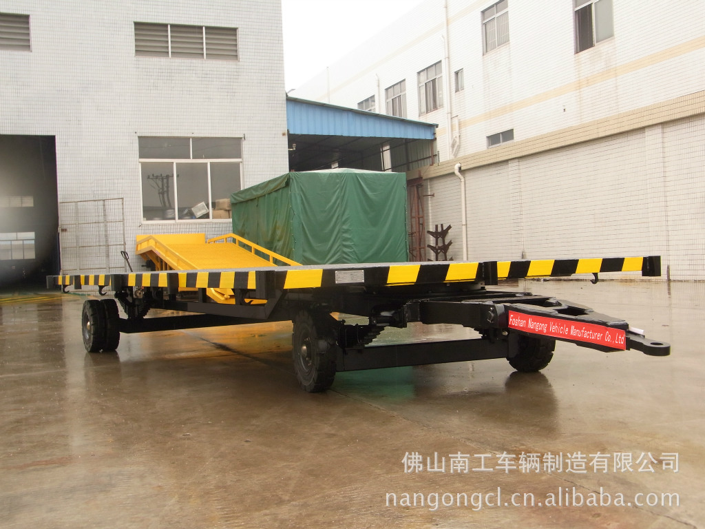 佛山6T拖车 全挂式平板拖车无动力叉车牵引