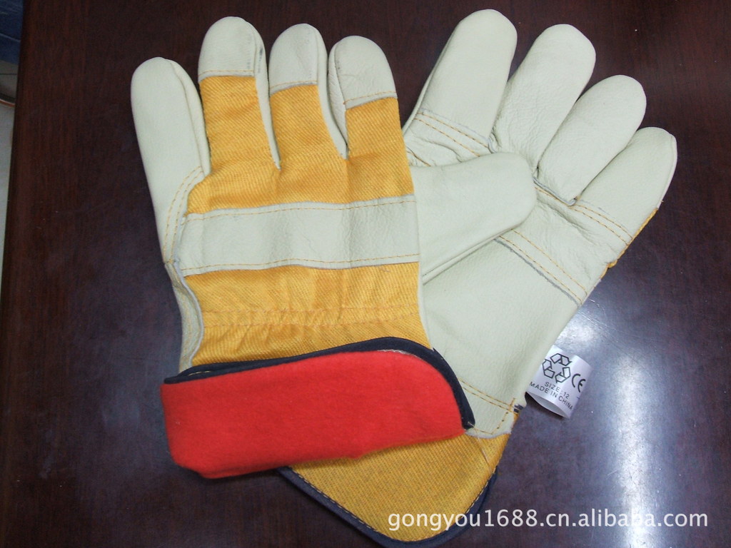 厂家直销家私全绒里浅色头层防护手套海复里全里电焊手套牛皮焊工