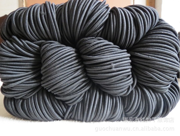 松紧绳 批发3mm进口黑白色弹力橡筋松紧带走马带 橡根绳