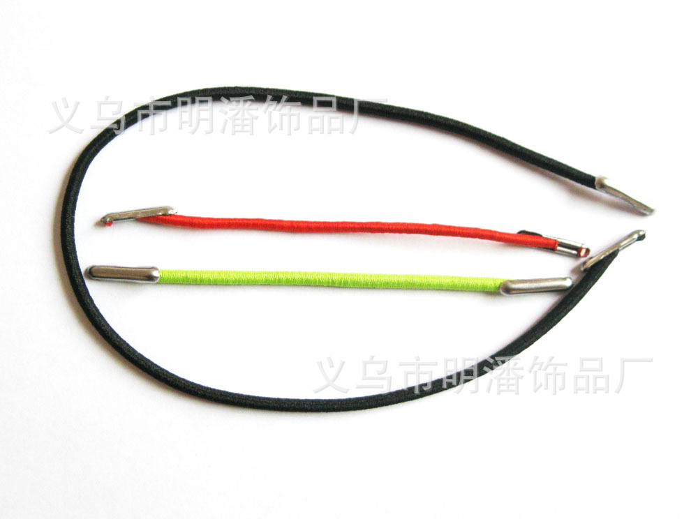 供应4958辅料进口松紧绳 卡头皮筋挂绳 不锈铁松紧绳 笔记本皮筋