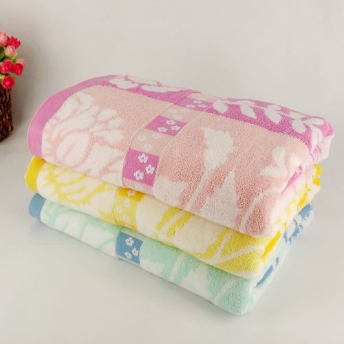 纯棉32股无捻纱缎带提花彩色花朵浴巾 可搭配套巾 厂价批发|ms