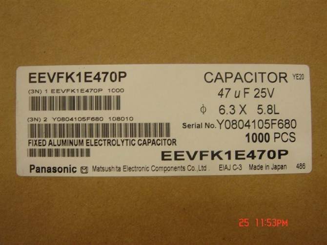 EEVFK1E470P 47UF 25V 20% 松下铝质电解电容 原装现货贴片