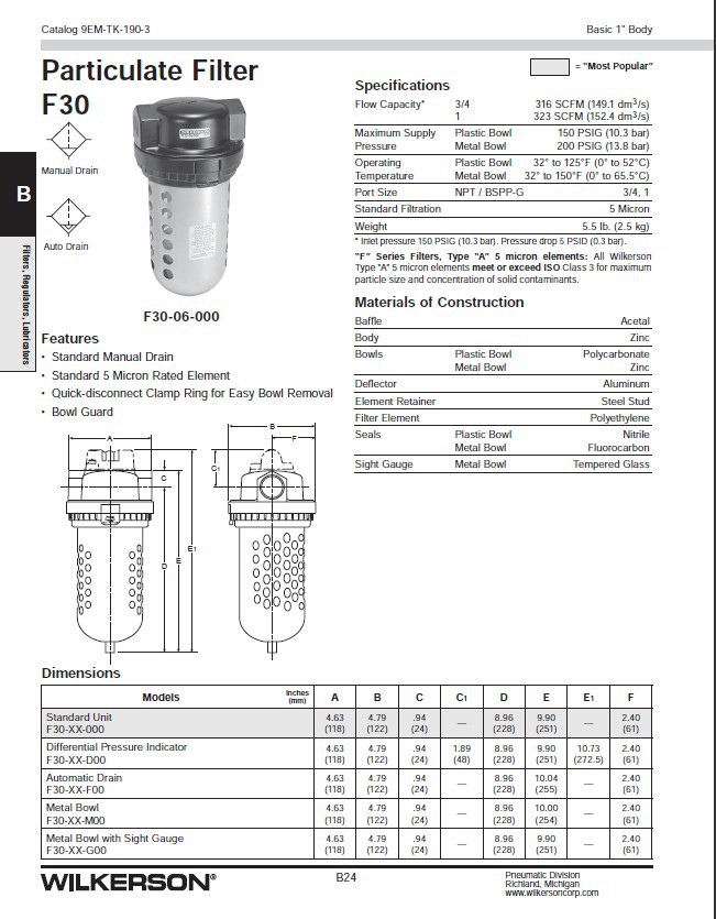 WILKERSON调压过滤器：n18-c4-0d00