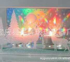 平板彩色玻璃烛台 七彩平板烛台 热弯玻璃烛台 电镀 镀膜 镜烛台