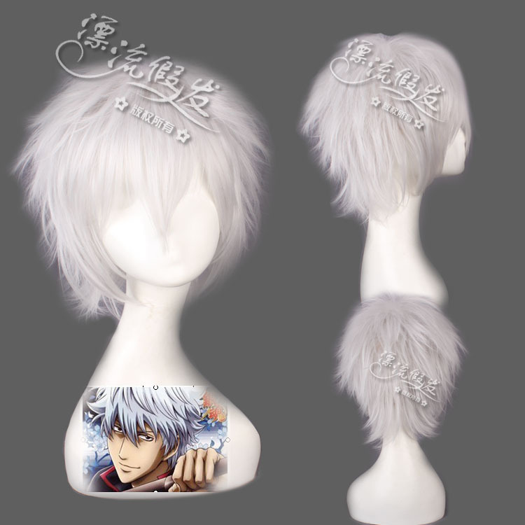 漂流假發 銀魂 金木研 坂田銀時cosplay假發 銀色反翹 鳴狐假發