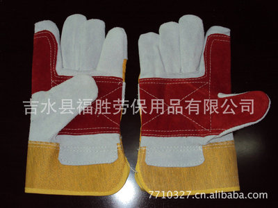 廠家供應10.5寸紅色牛皮加托手套 工作手套