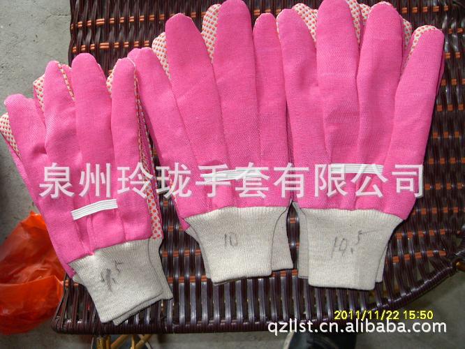 厂家生产LL38防滑防割粉色花园手套印花
