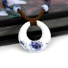 Ceramics, accessory, necklace, blue and white fashionable pendant, ethnic woven jewelry handmade, ethnic style