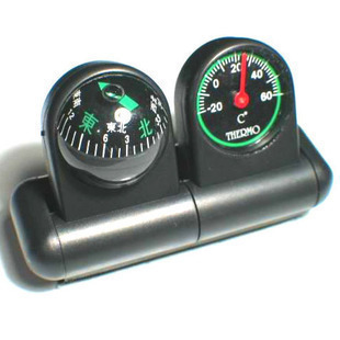 热销二合一带温度计指南球 汽车摆件 车载指南球