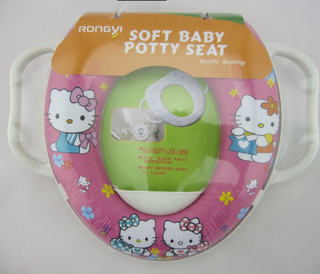 Wholesale cartoon children's toilet seat with soft cushion and handle-mounted toilet seat pad