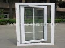 外貿出口60平開密封性能好的塑鋼門窗，中空隔音玻璃加裝飾格條