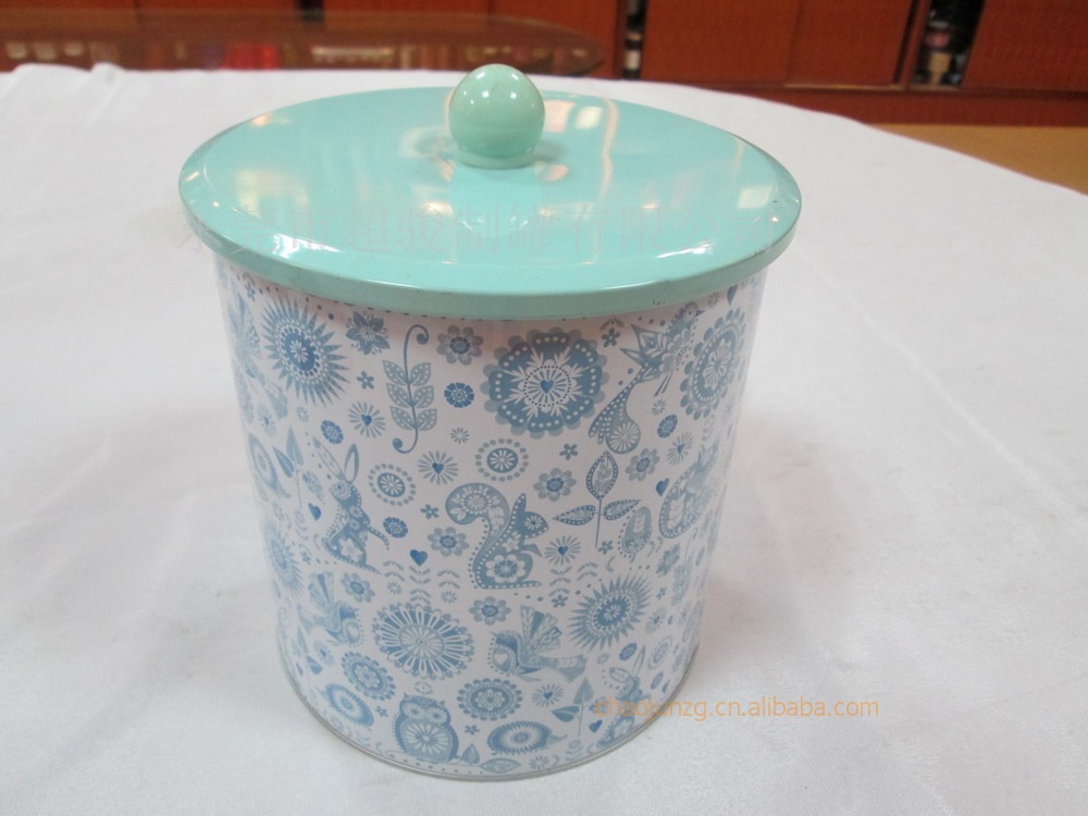 供应马口铁密封圆罐 收纳罐 大圆罐 带帽盖子圆罐