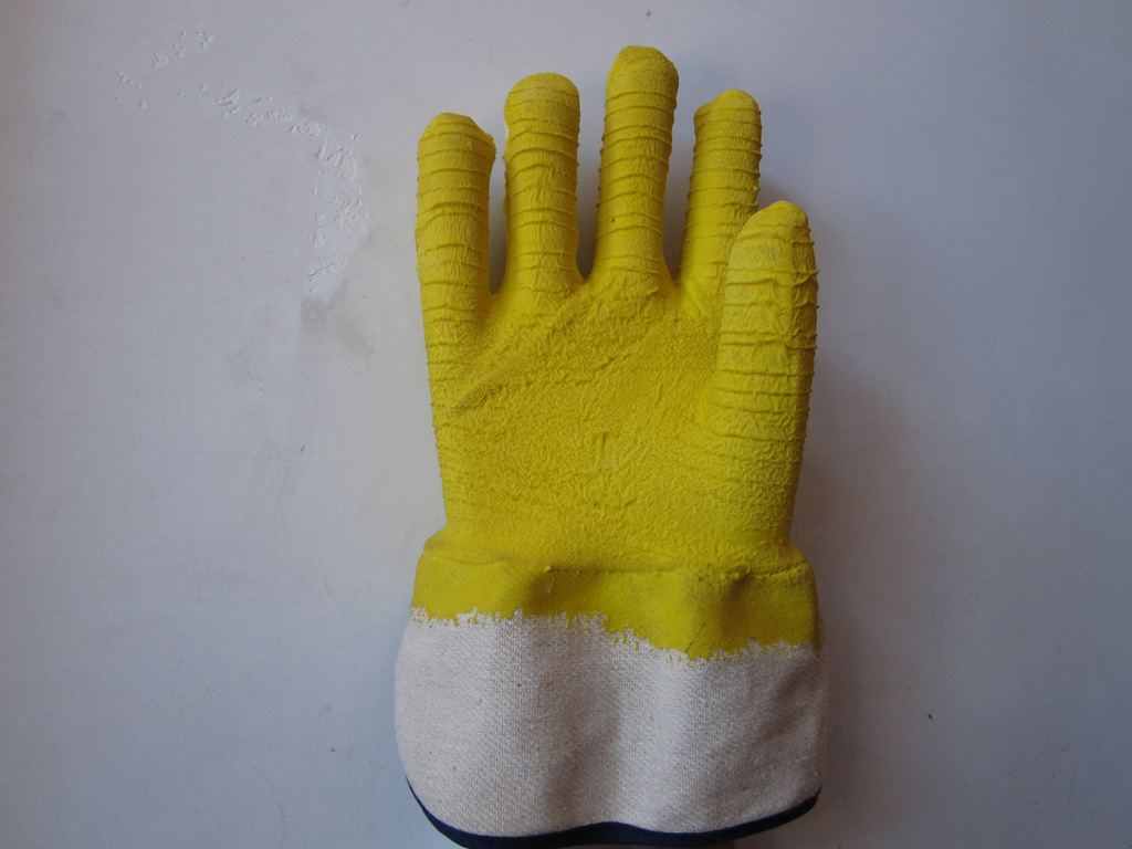 安全口乳胶皱纹全挂浸胶手套 (1)