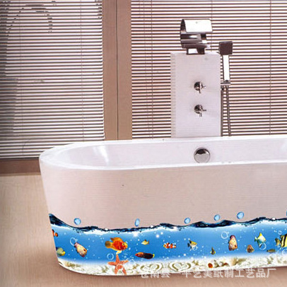 Wall Stickers Wholesale Straight Removable Wall Stickers Bathroom Wall Stickers Blue Bottom Ocean World Skirting Line AY917 Naked