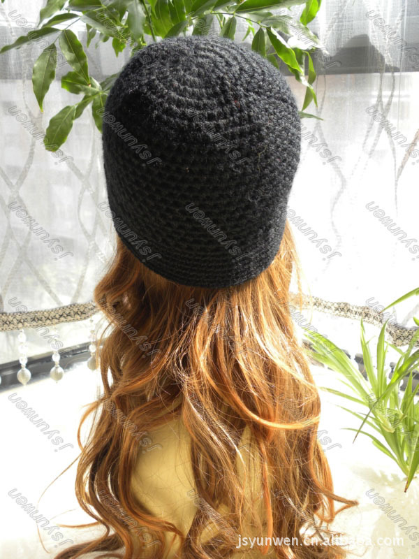 秋冬欧版原单帽子 时尚女式黑色 手钩花装饰 纯手工 实物拍摄