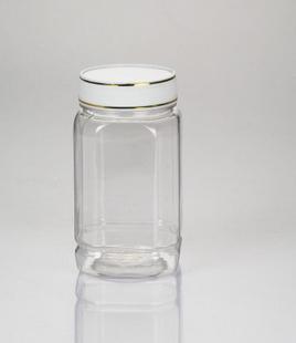 双金边盖方形蜂蜜瓶500G 塑料罐(GJ001A)