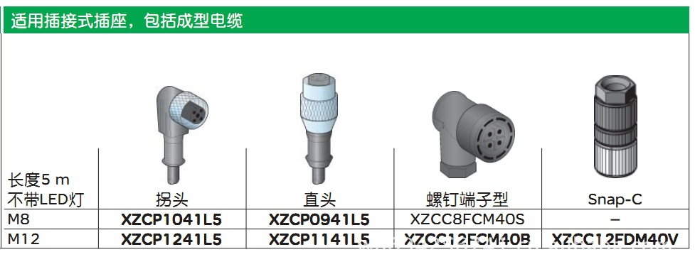 施耐德传感器 M12连接器 (点针式) XZCP1164L5 ，XZCP1241L5-阿里巴巴