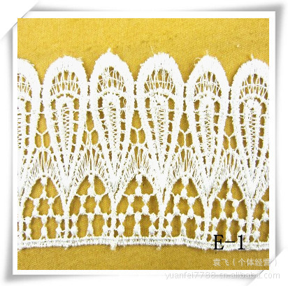 E-1供应热卖人造丝水溶花边服装辅料7.5CM来样DIY毛巾绣花加工