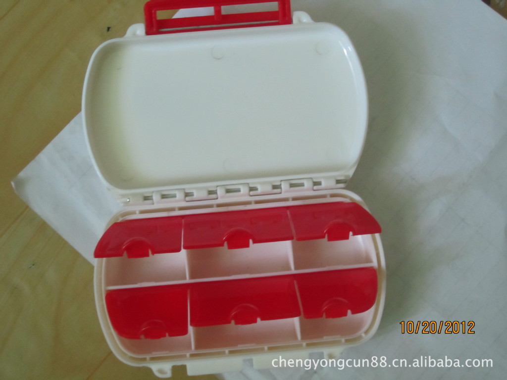 药盒便携 6格药盒 高档药盒 保健药盒 保健盒出口美国药盒塑料盒