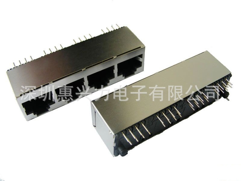 供应RJ45插座1X4带屏蔽