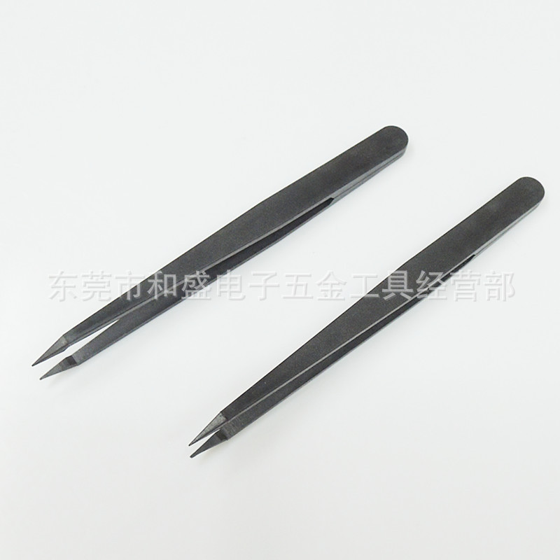 大量批发黑色防静电镊子尖咀型  塑胶镊子