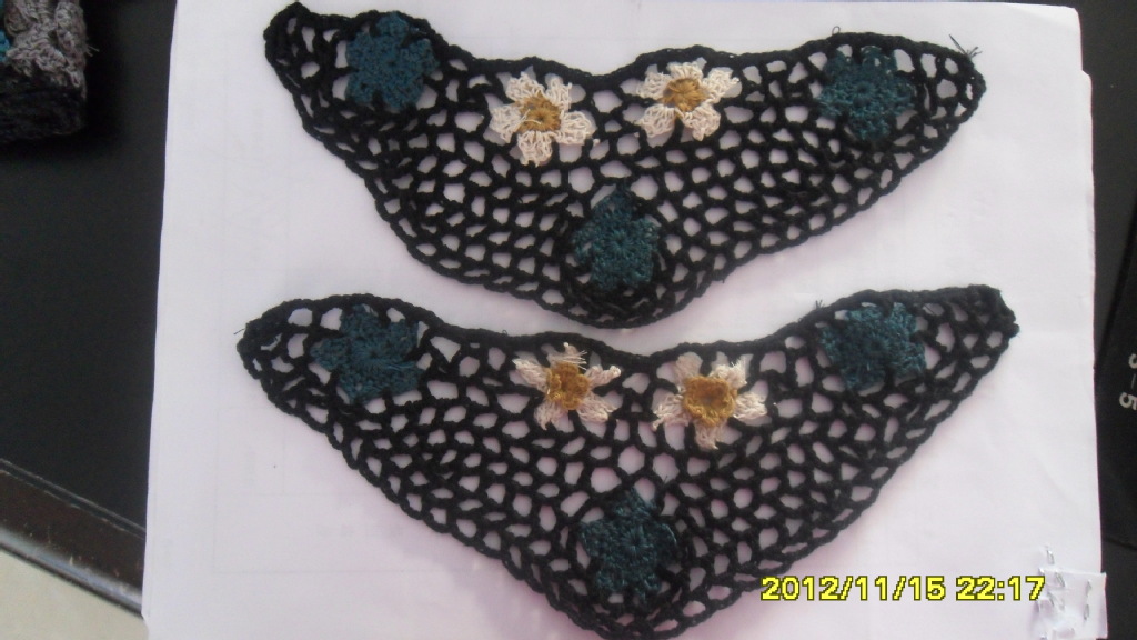 加工定做各种花型编织钩花田园清新棉线领花。手钩领边，花边衣领