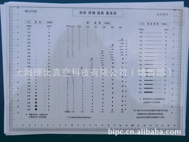 A4污点不良品极限对比标准污点卡