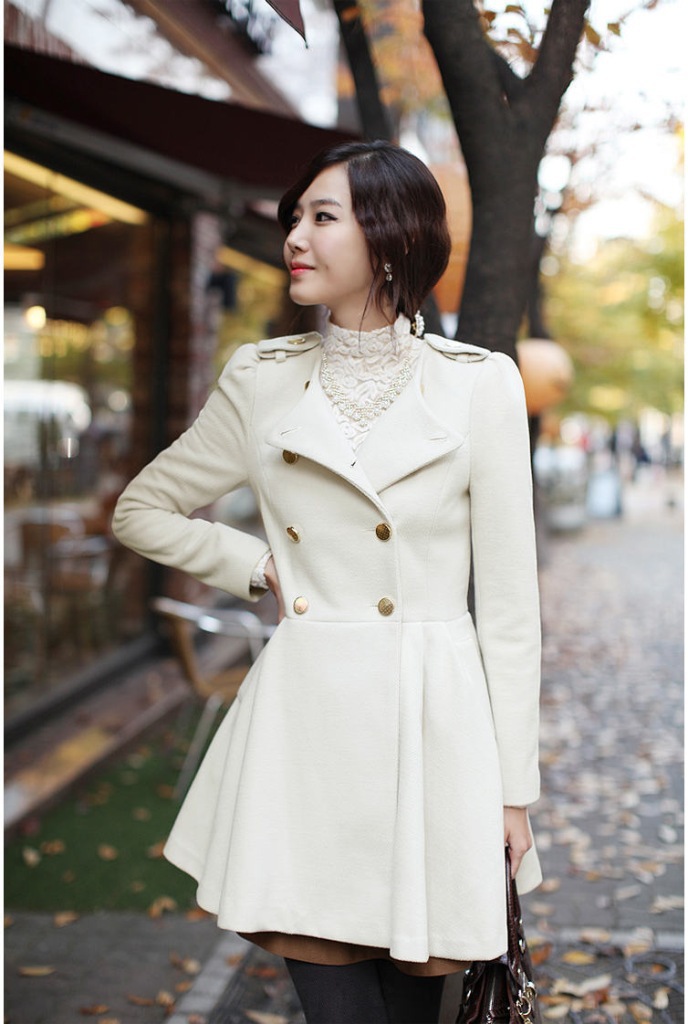 double-breasted long-sleeved woolen long jacket NSJR51553