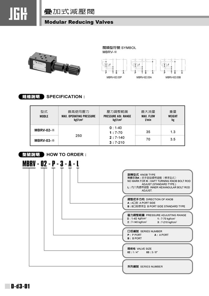 MBRV-02-A-1-B疊加式減壓閥