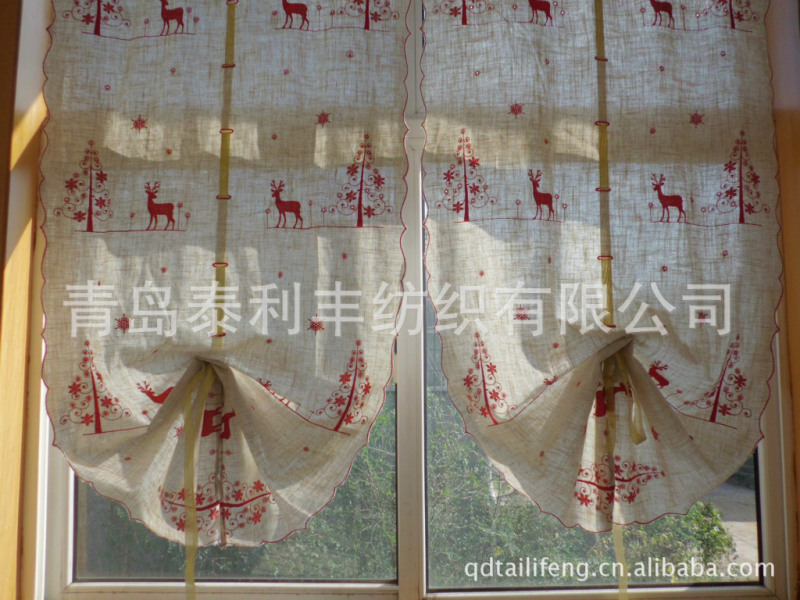 Finished burlap children's room Red Fawn pull curtain floating window balloon curtain lifting curtain window screen Finished burlap children's room Red Fawn pull curtain floating window balloon curtain lifting curtain window screen