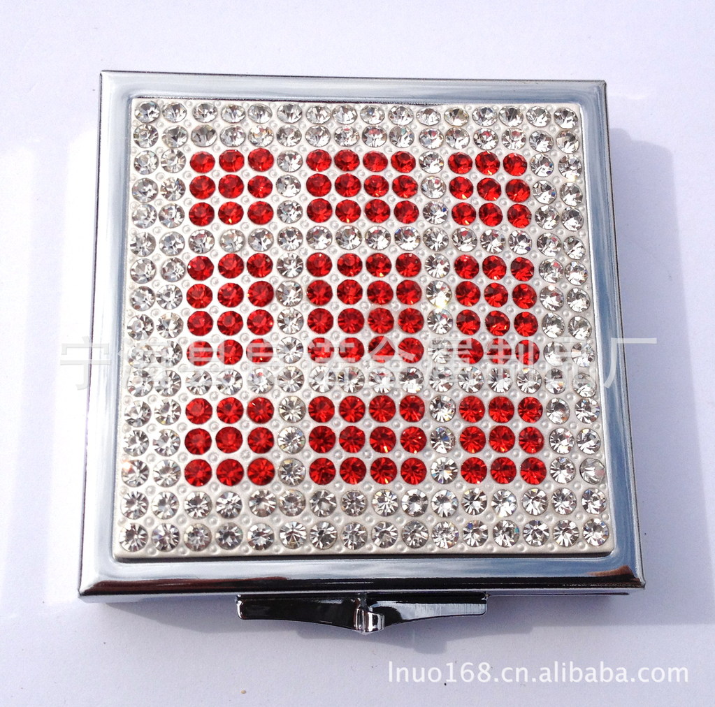 厂家供应镶钻粉饼盒、眼影盒、彩妆盒、满钻化妆盒、胭红盒