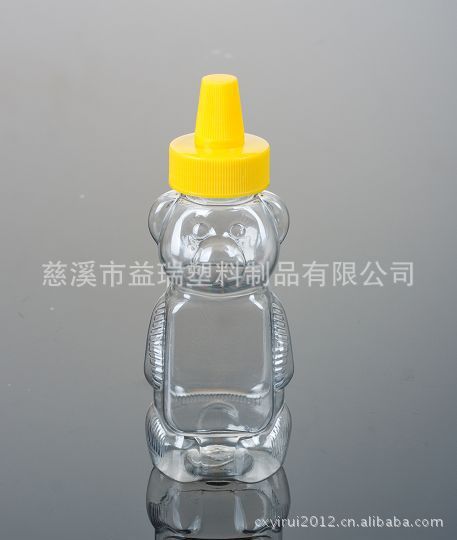 小狗熊形状尖嘴蜂蜜瓶 pet塑料瓶 透明瓶350G(A36)