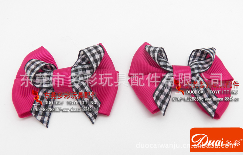 蝴蝶结，格子布手工花，手工蝴蝶结饰品