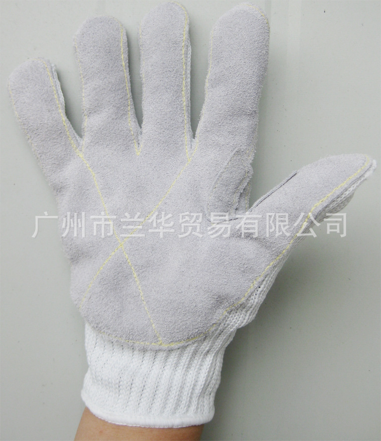 涤纶+钢丝+牛皮DLT-94防切割手套
