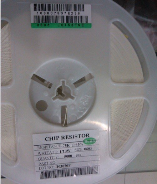 0603J0753T5E 75K OHM 5% 0.1W 0603 ROYALOHM SMD 原装现货